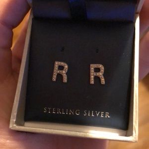 R initial earrings